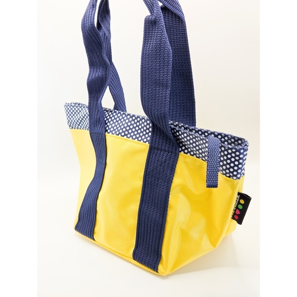 Joe Boxer Handbags - Joe Boxer Mini Spring Summer Zip Tote Yellow Blue Polka Dots Max Loud Y2K